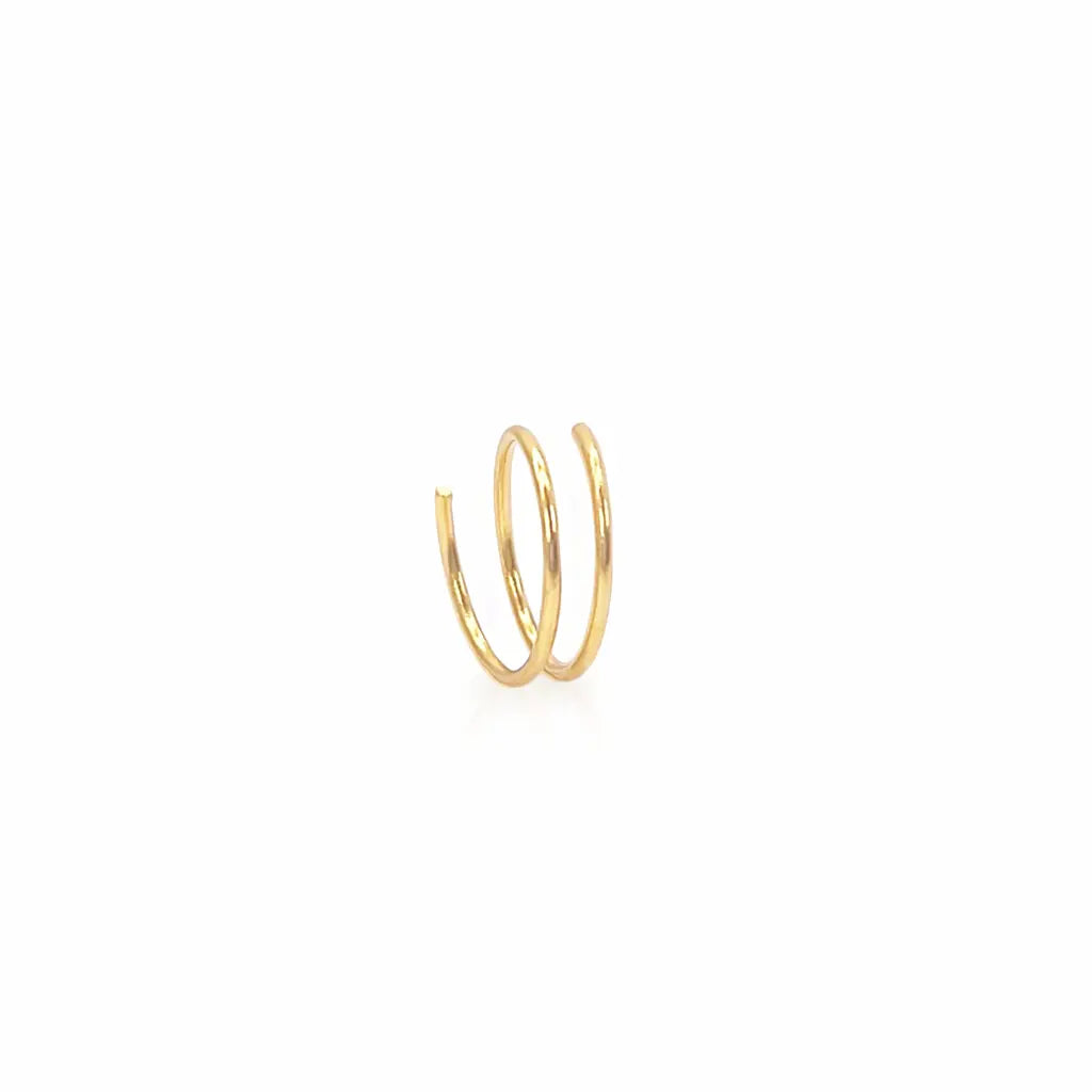 22ct Gold Double Hoop Spiral Threader High Polished Earring 