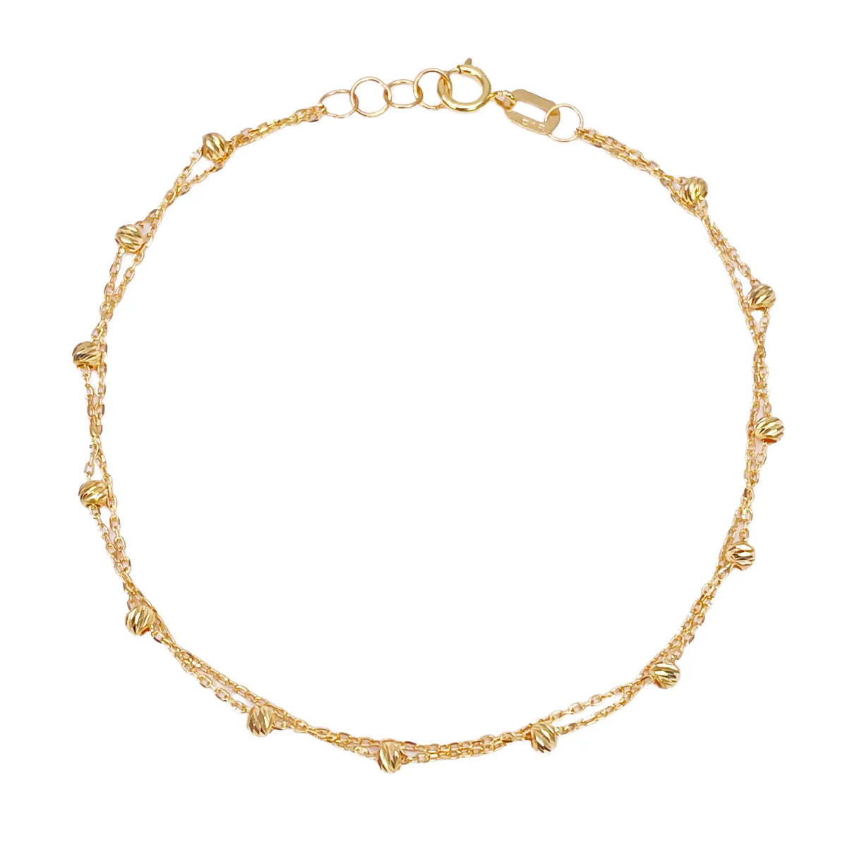 22ct Gold Double Layer Diamond Cut Bead Cable Chain Bracelet 7 Inches¬†