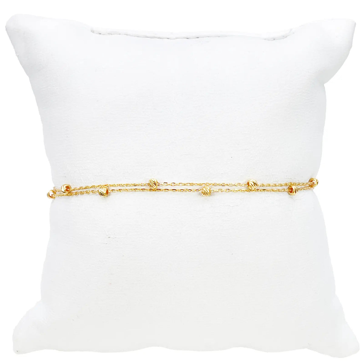 22ct Gold Double Layer Diamond Cut Bead Cable Chain Bracelet 7 Inches¬†