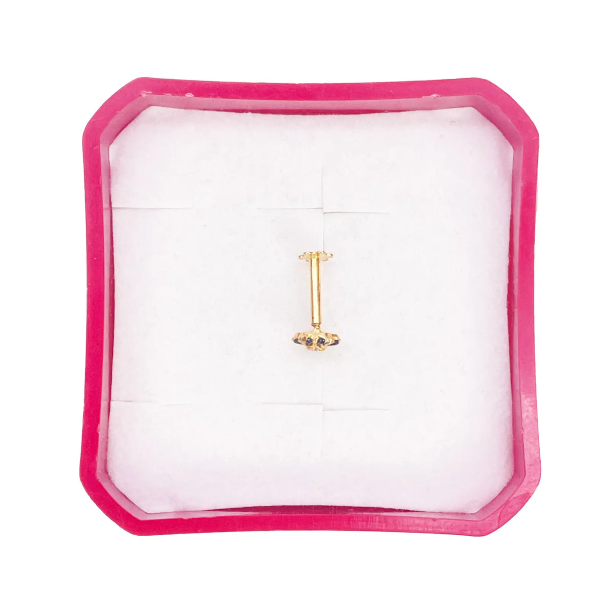 22ct Gold Floral Cubic Zirconia Black Stone Nose Pin/Stud 4mm Width 