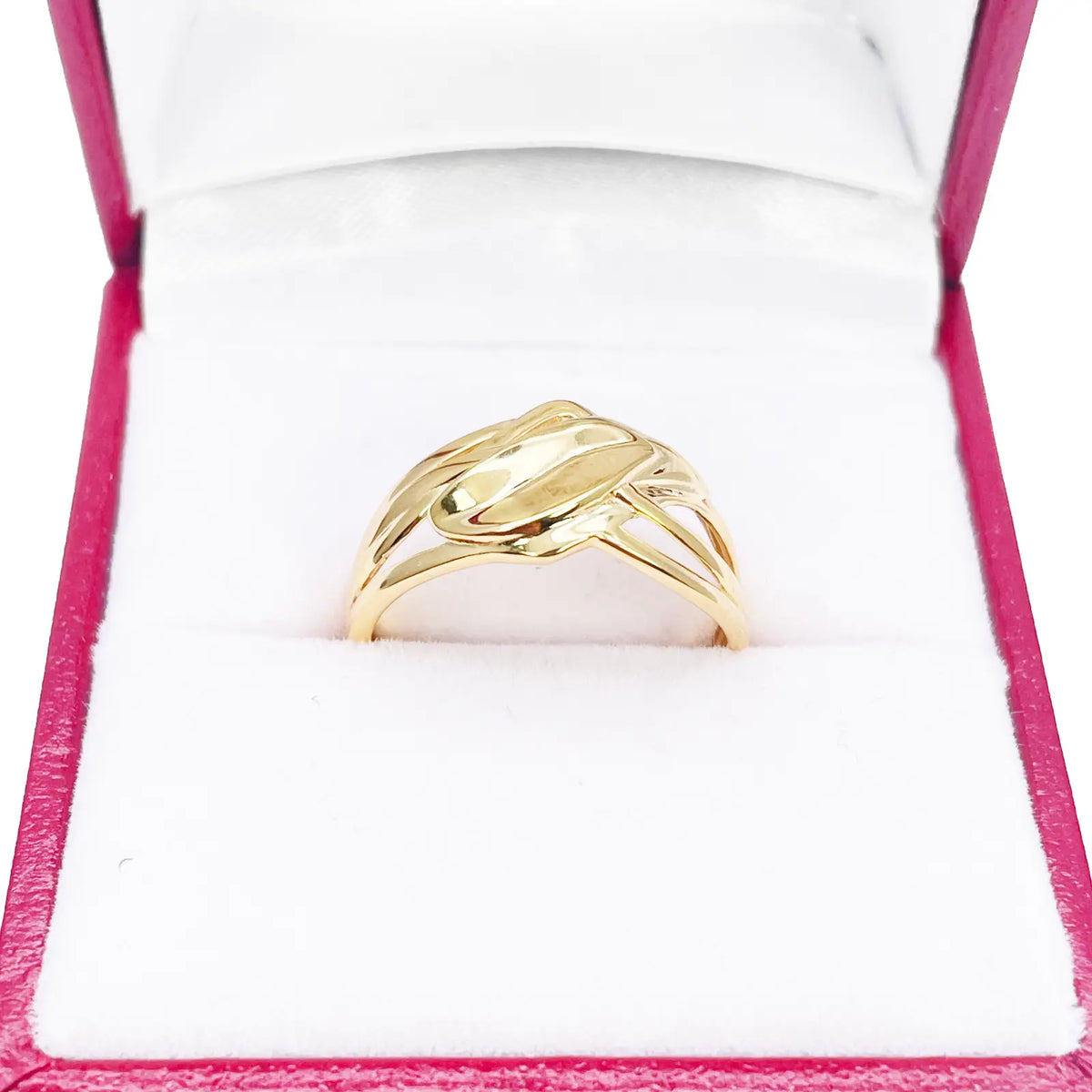 22ct Gold Floral Leaf Ring High Polished Design 10.5mm Width Size M 
