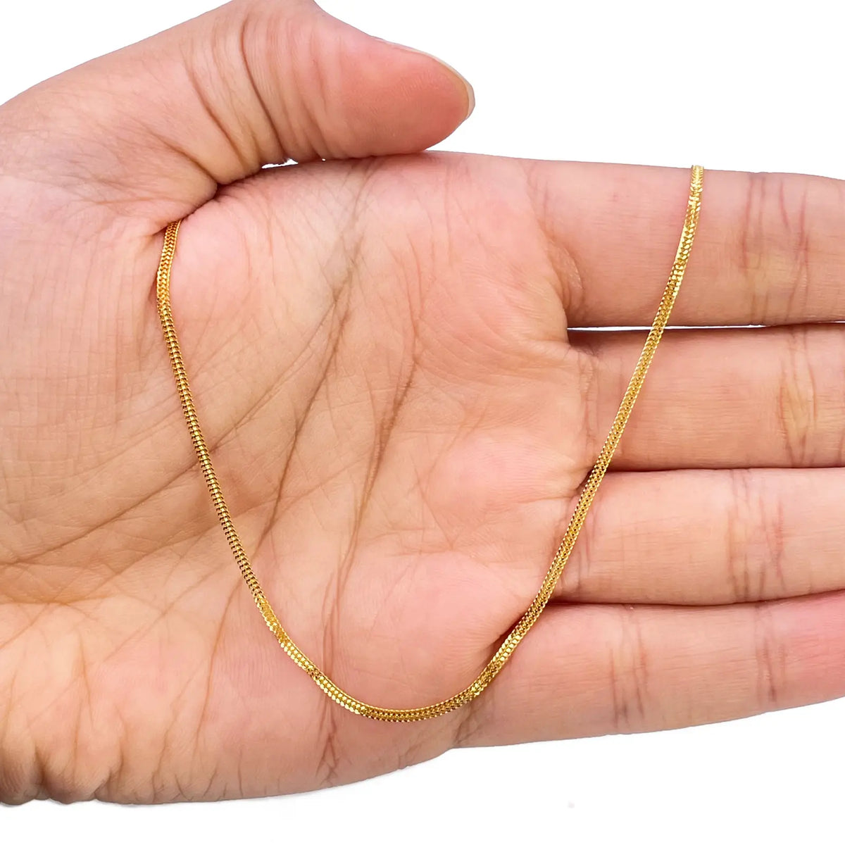 22ct Gold Herringbone Chain Lightweight Flat Necklace 18 Inches 1.3mm Width 