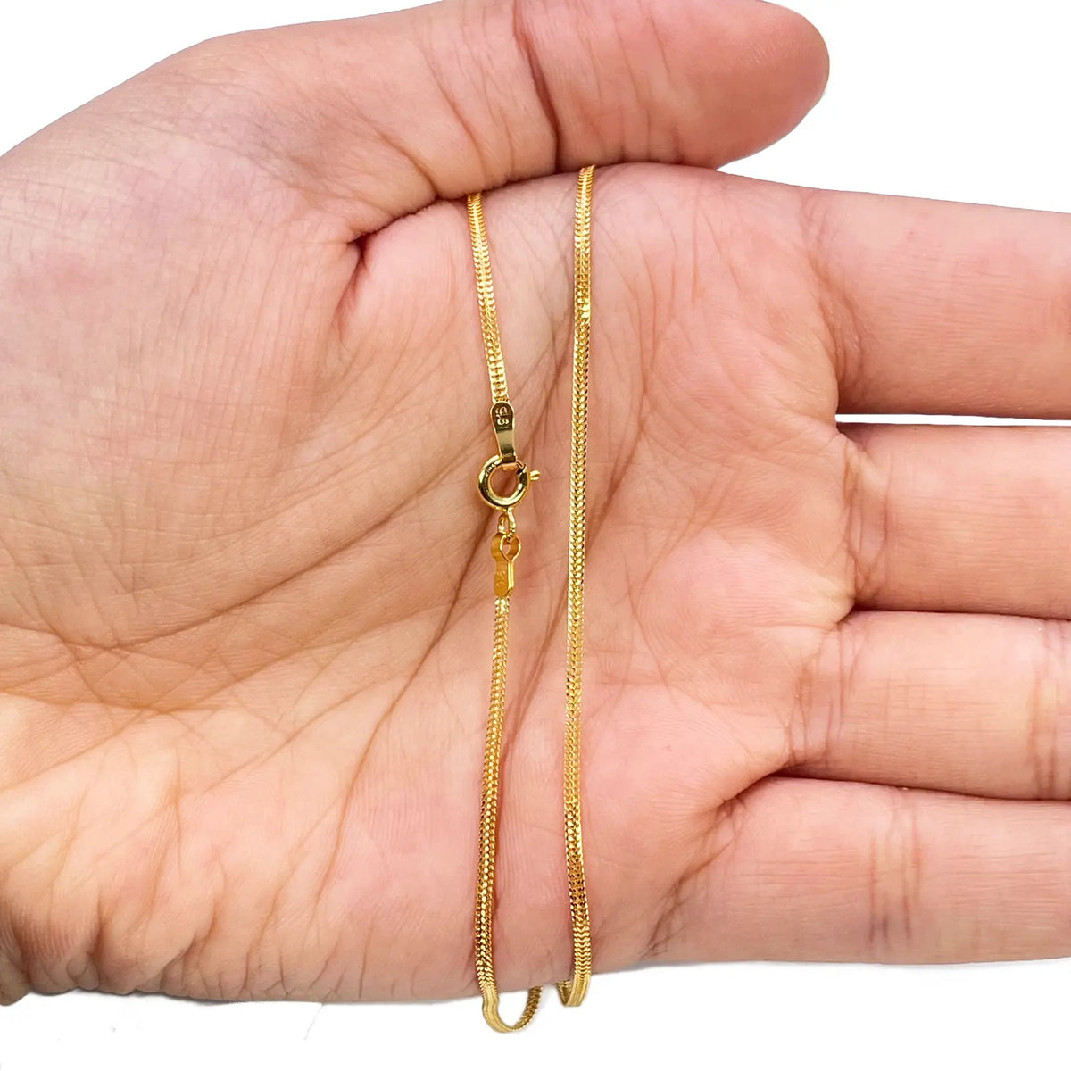 22ct Gold Herringbone Chain Lightweight Flat Necklace 18 Inches 1.3mm Width 