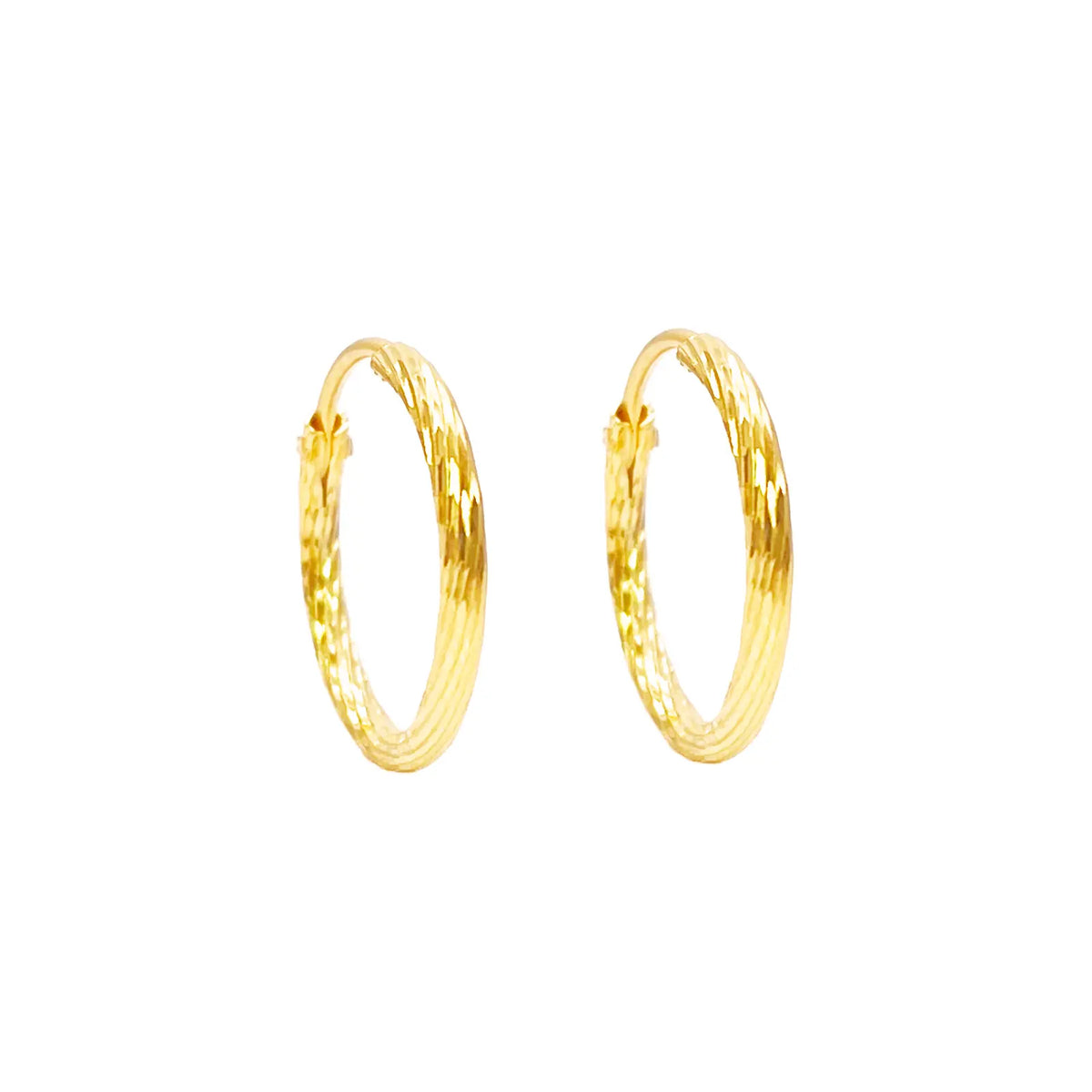 22ct Gold Hoop Earrings Pair Of Diamond Cut High Polished Hoops 11mm Diameter  Gold earring