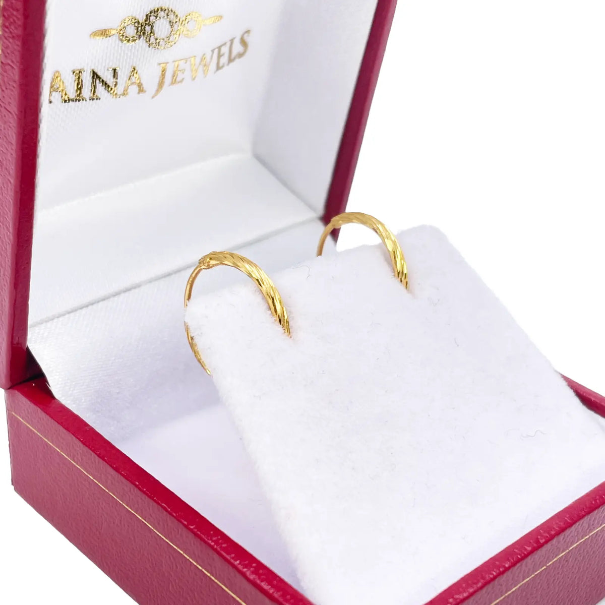 22ct Gold Hoop Earrings Pair Of Diamond Cut High Polished Hoops 11mm Diameter  Gold earring