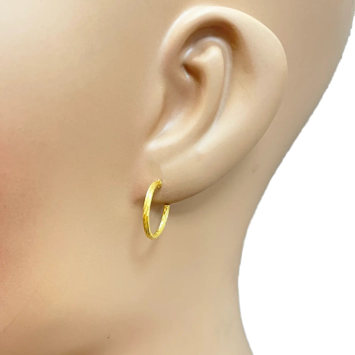 22ct Gold Hoop Earrings Pair Of Diamond Cut High Polished Hoops 11mm Diameter  Gold earring