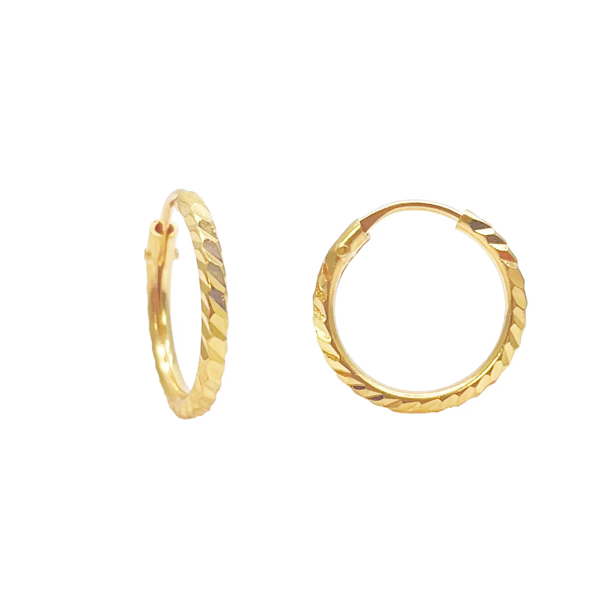 22ct Gold Hoops Diamond Cut High Polished Earrings 10.5mm Diameter  Gold earring
