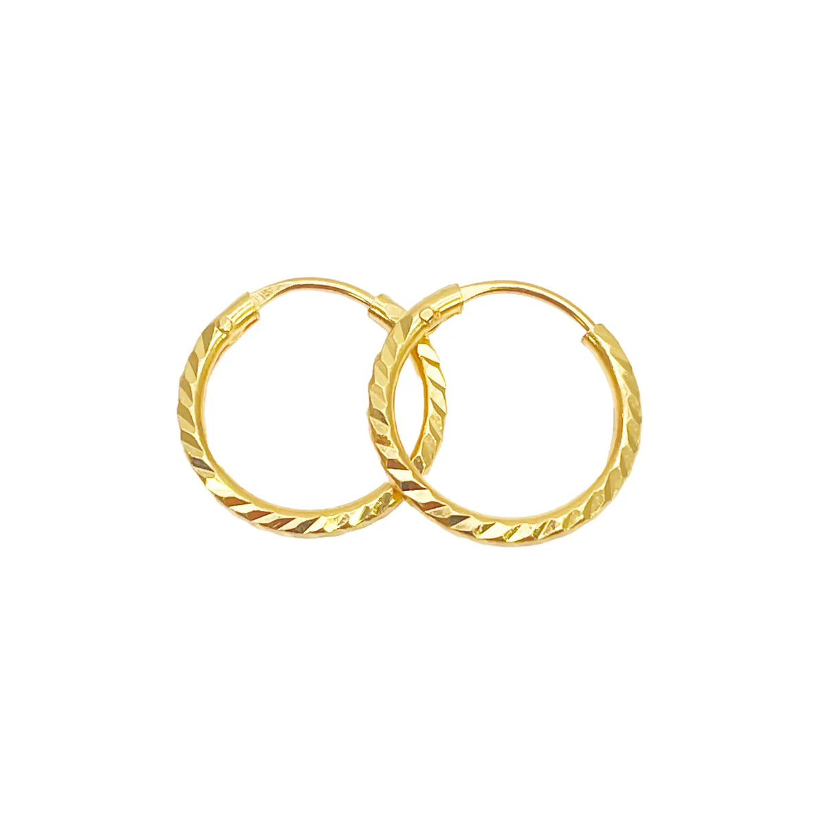 22ct Gold Hoops Diamond Cut High Polished Earrings 10.5mm Diameter  Gold earring