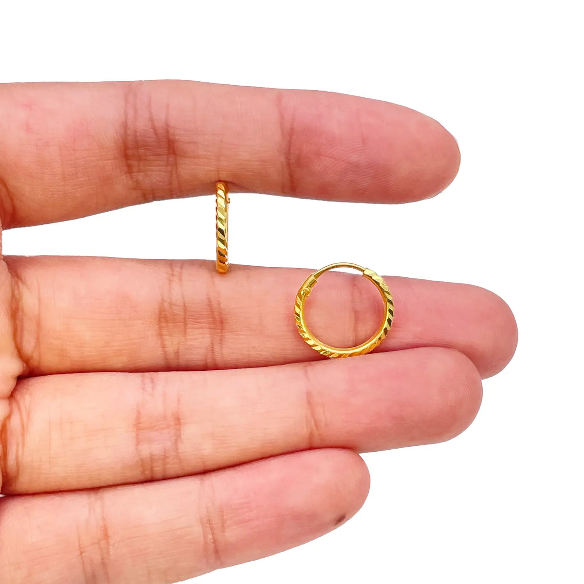 22ct Gold Hoops Diamond Cut High Polished Earrings 10.5mm Diameter  Gold earring