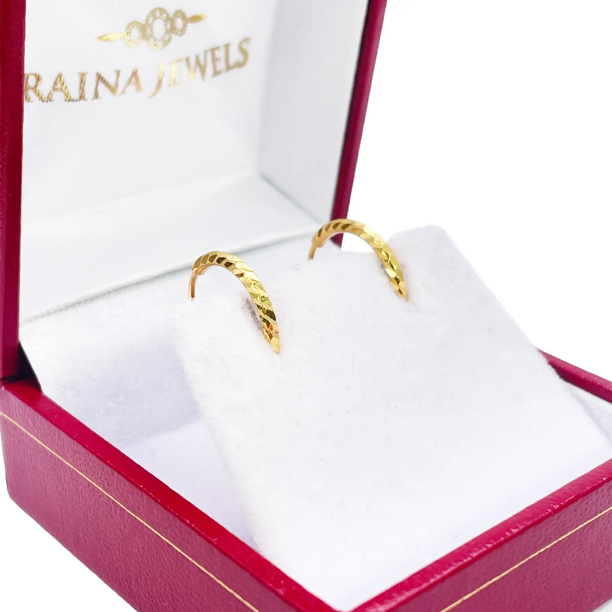 22ct Gold Hoops Diamond Cut High Polished Earrings 10.5mm Diameter  Gold earring