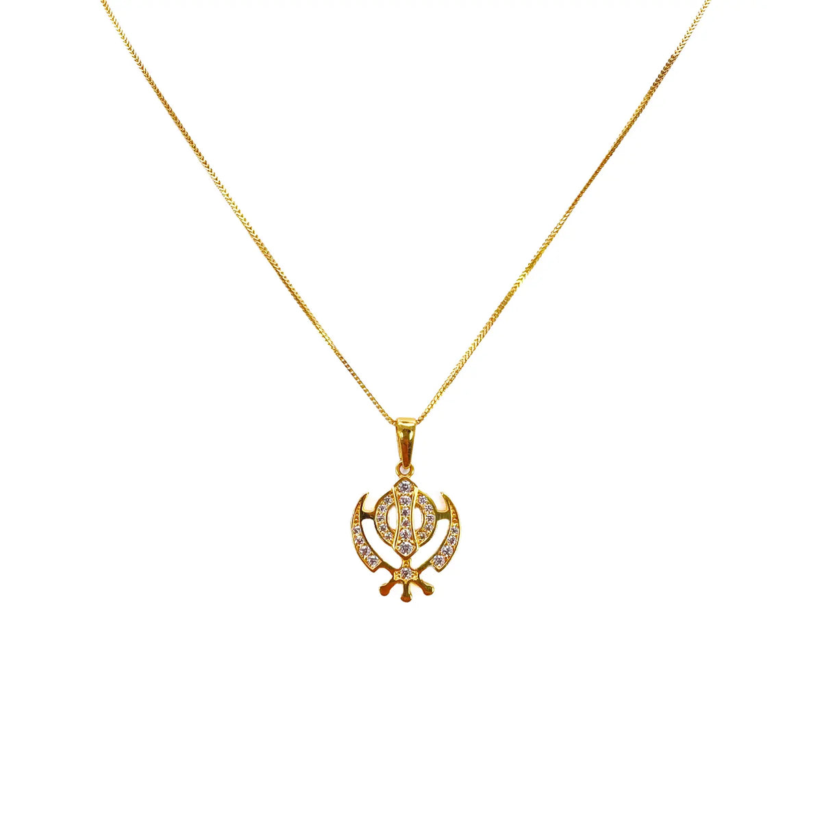 22ct Gold Khanda Pendant Cubic Zirconia High Polished (16.2 x 12.6mm) 