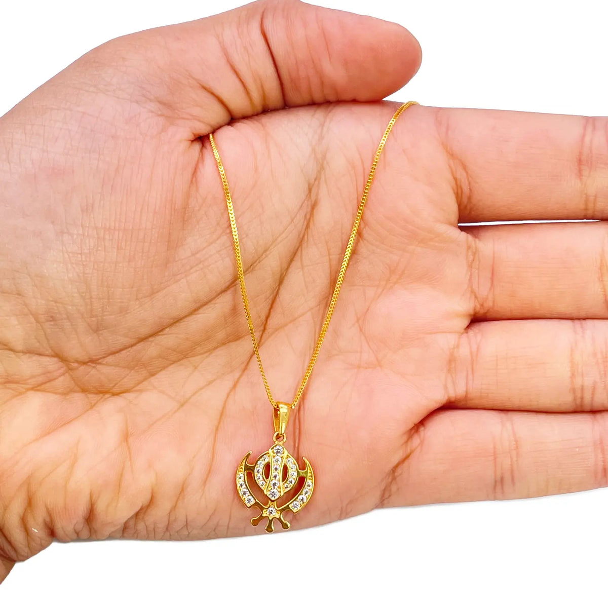 22ct Gold Khanda Pendant Cubic Zirconia High Polished (16.2 x 12.6mm) 