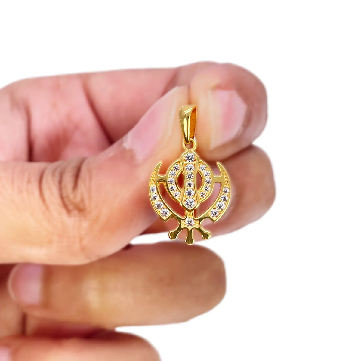 22ct Gold Khanda Pendant Cubic Zirconia High Polished (16.2 x 12.6mm) 