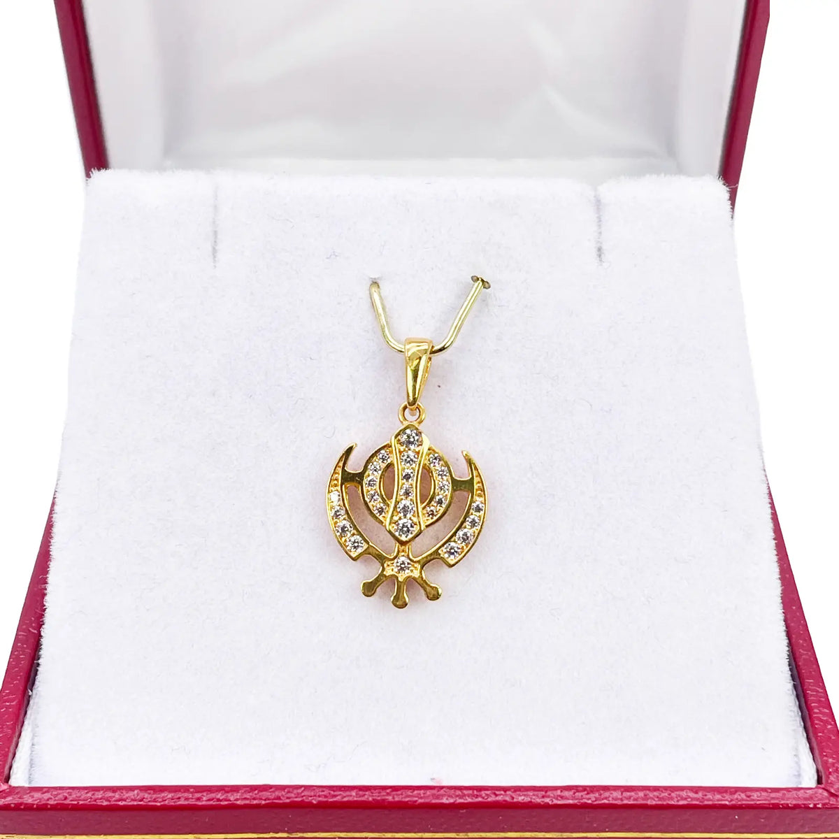 22ct Gold Khanda Pendant Cubic Zirconia High Polished (16.2 x 12.6mm) 