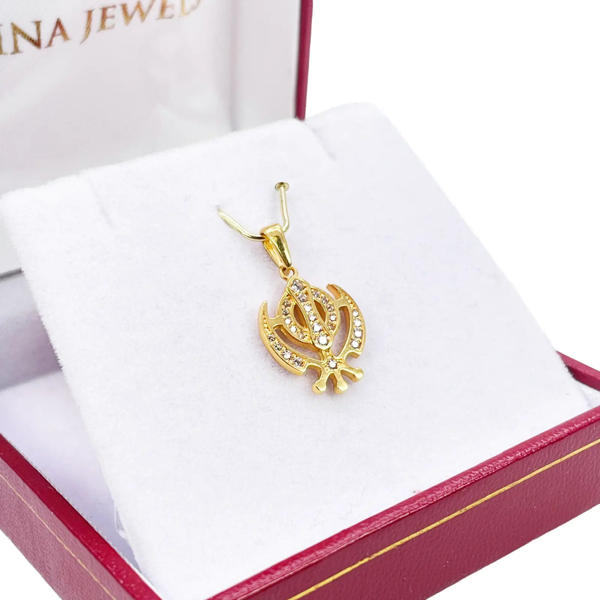 22ct Gold Khanda Pendant Cubic Zirconia High Polished (16.2 x 12.6mm) 