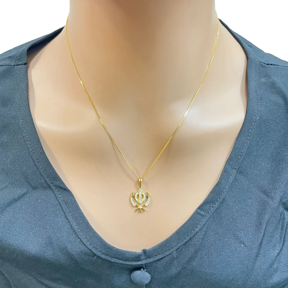 22ct Gold Khanda Pendant Cubic Zirconia High Polished (16.2 x 12.6mm) 