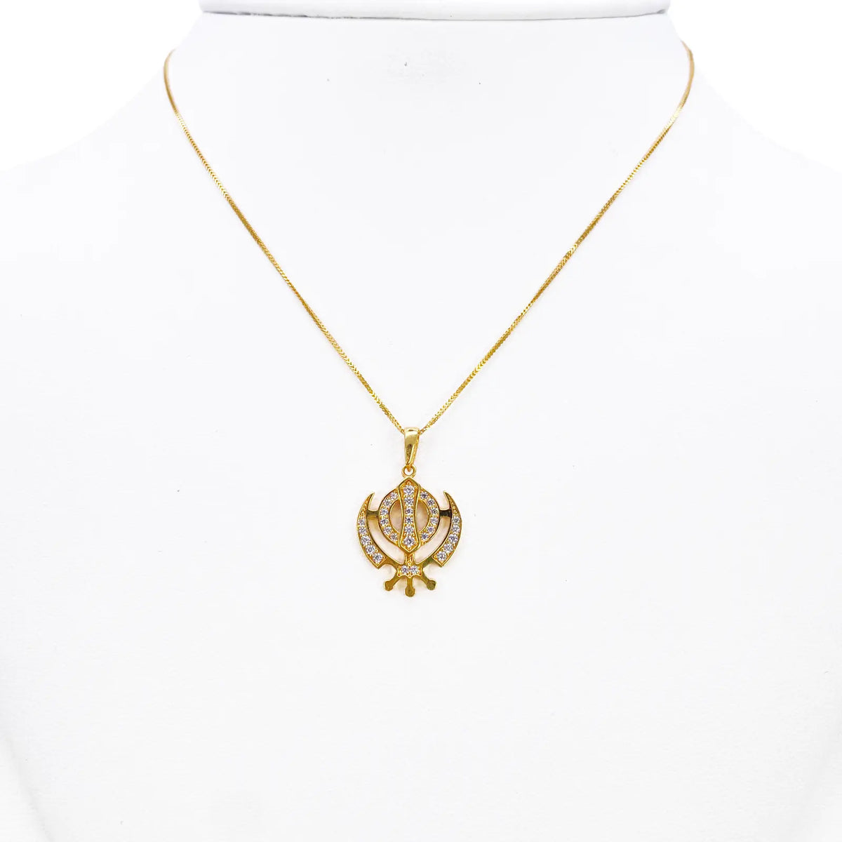 22ct Gold Khanda Pendant Cubic Zirconia High Polished (18.1 x 14.5mm) 