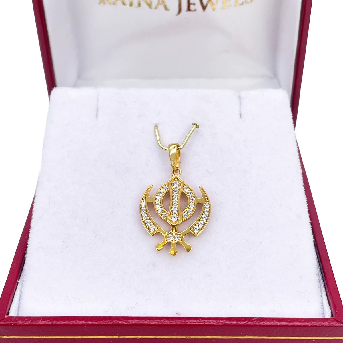 22ct Gold Khanda Pendant Cubic Zirconia High Polished (18.1 x 14.5mm) 