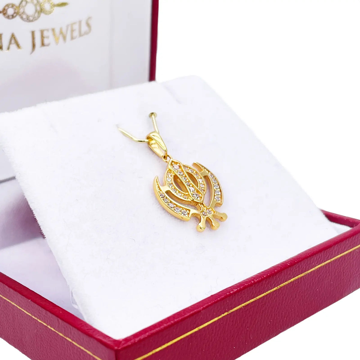 22ct Gold Khanda Pendant Cubic Zirconia High Polished (18.1 x 14.5mm) 