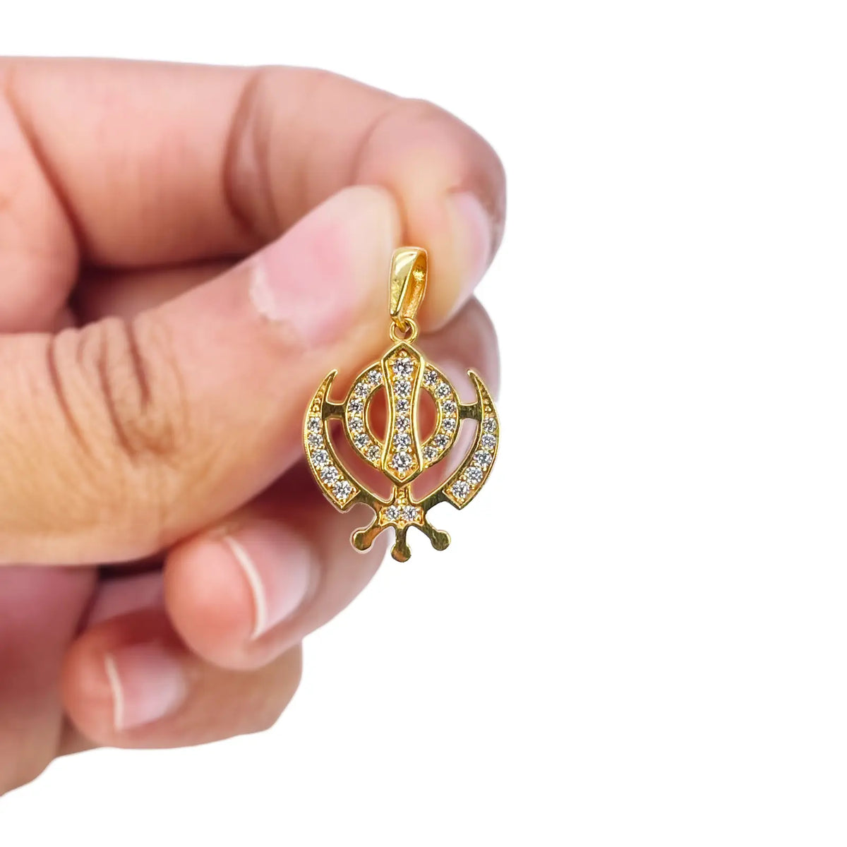 22ct Gold Khanda Pendant Cubic Zirconia High Polished (18.1 x 14.5mm) 
