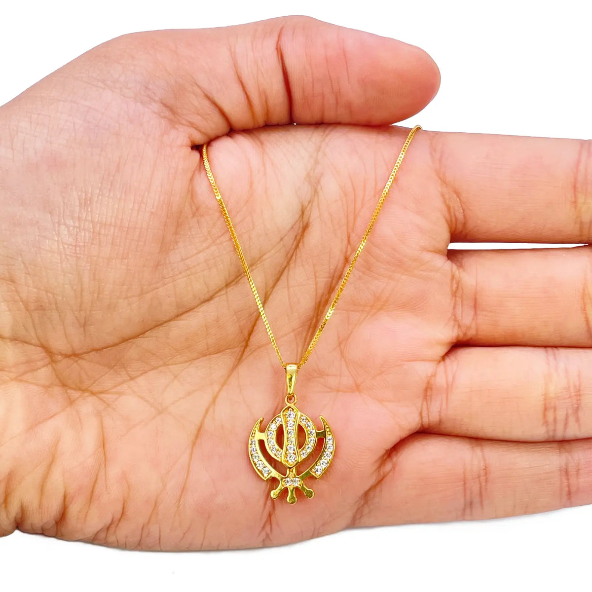 22ct Gold Khanda Pendant Cubic Zirconia High Polished (18.1 x 14.5mm) 