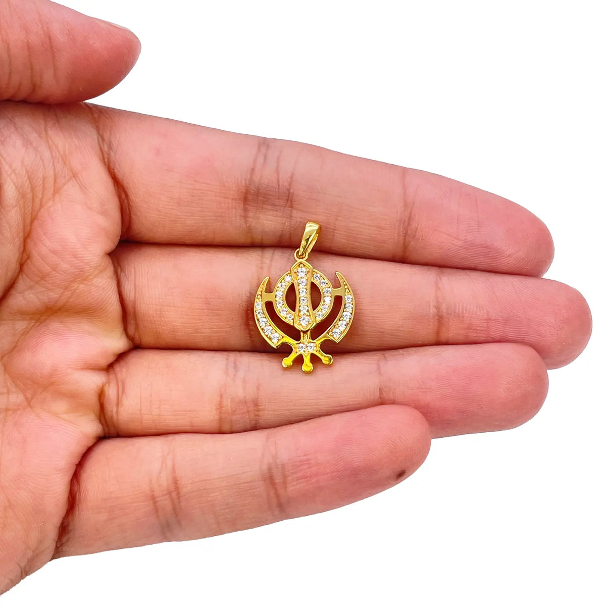 22ct Gold Khanda Pendant Cubic Zirconia High Polished (18.1 x 14.5mm) 