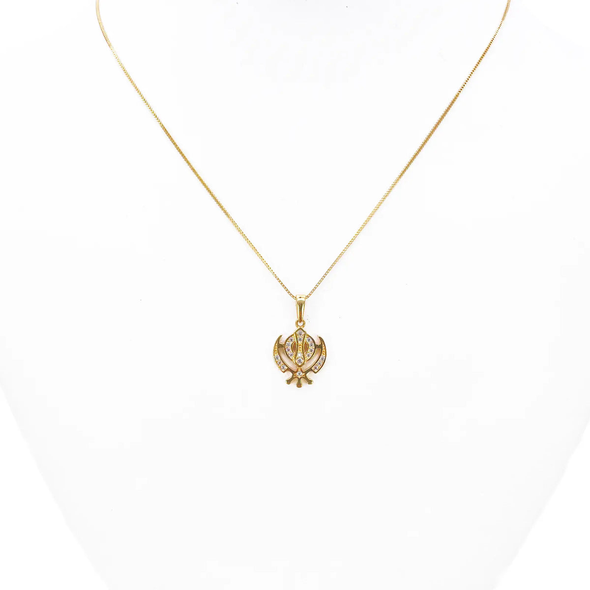 22ct Gold Khanda Pendant High Polished Cubic Zirconia (14.3 x 11.1mm) 