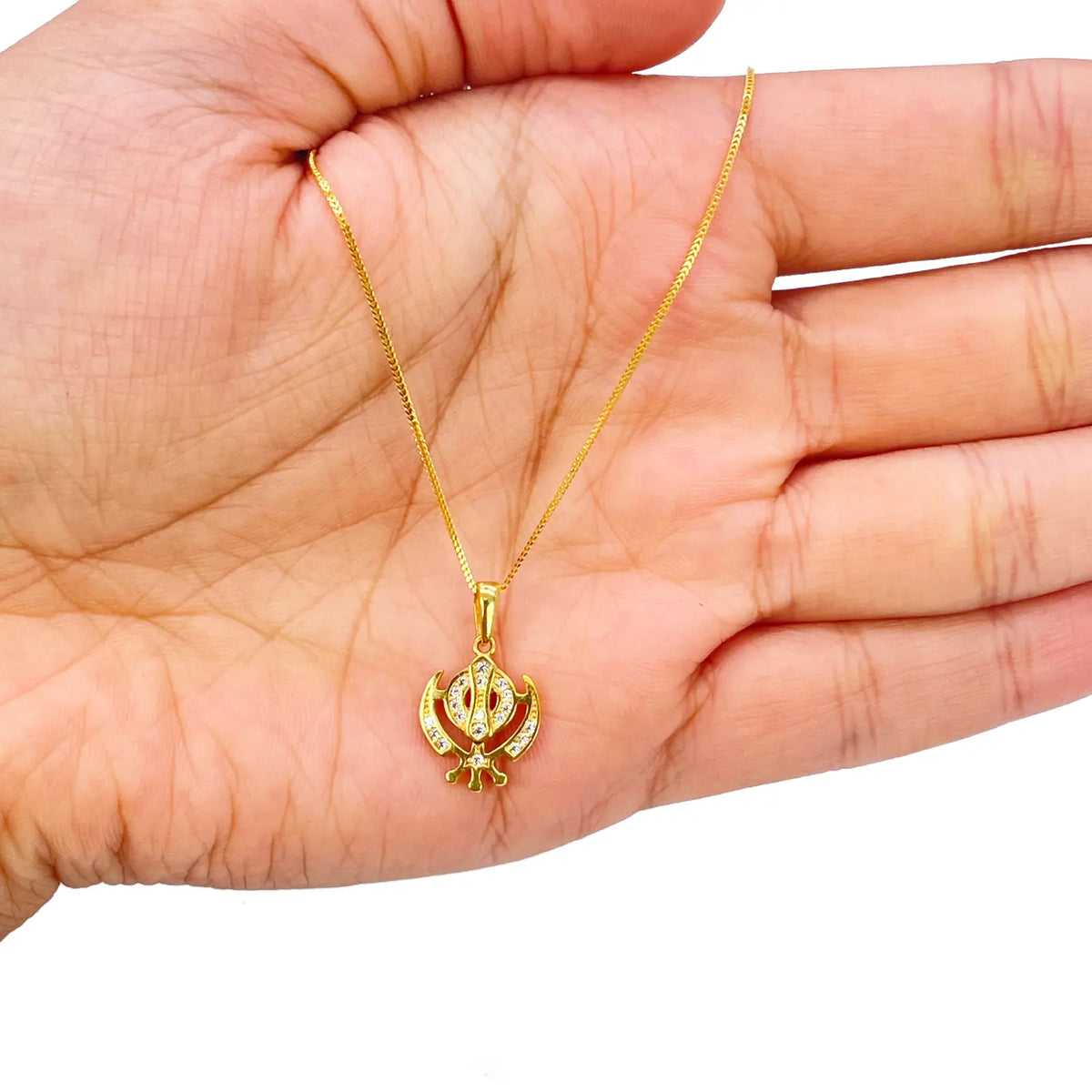 22ct Gold Khanda Pendant High Polished Cubic Zirconia (14.3 x 11.1mm) 