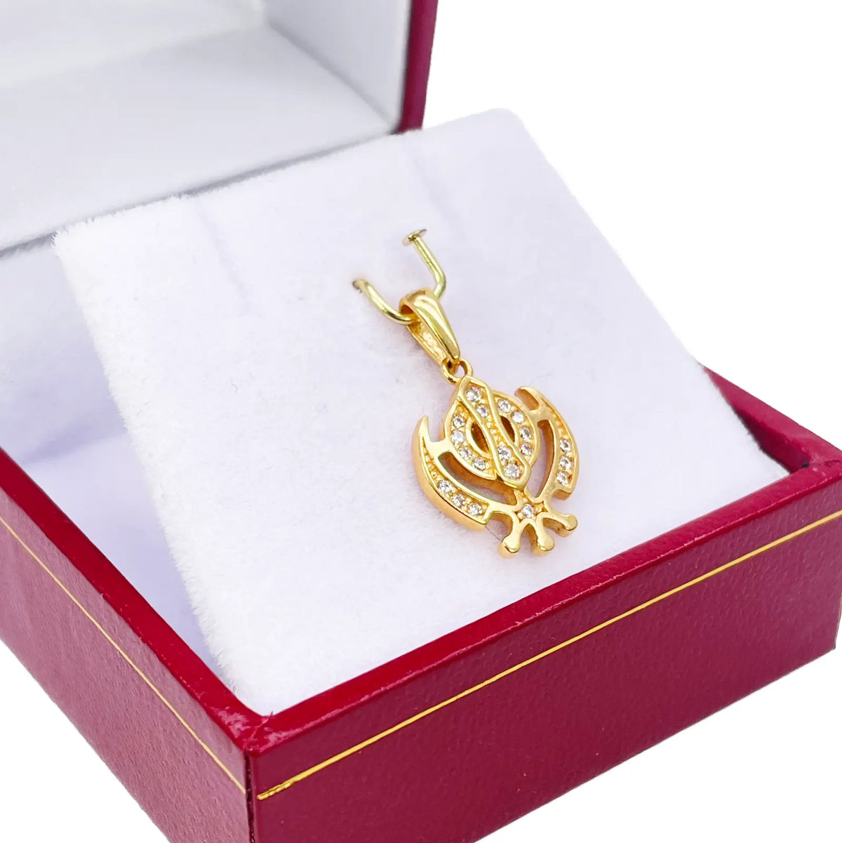 22ct Gold Khanda Pendant High Polished Cubic Zirconia (14.3 x 11.1mm) 