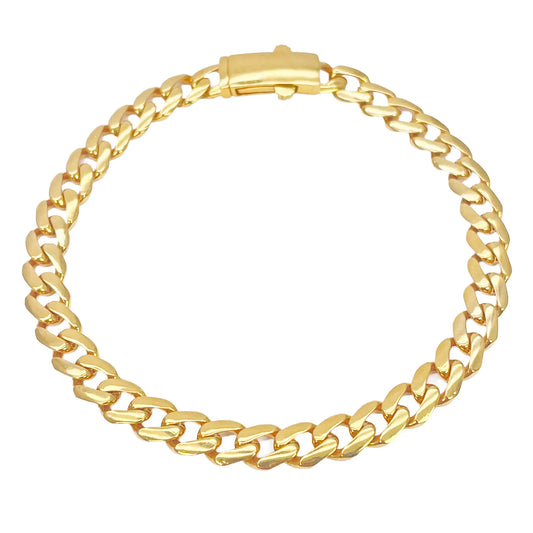 22ct Gold Lightweight Cuban Curb Link Bracelet - 7.5 Inch, 6mm Wide  Gold Bracelet