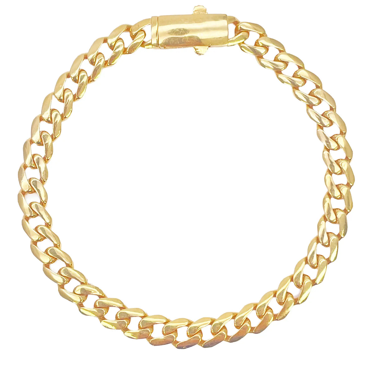 22ct Gold Lightweight Cuban Curb Link Bracelet - 7.5 Inch, 6mm Wide  Gold Bracelet