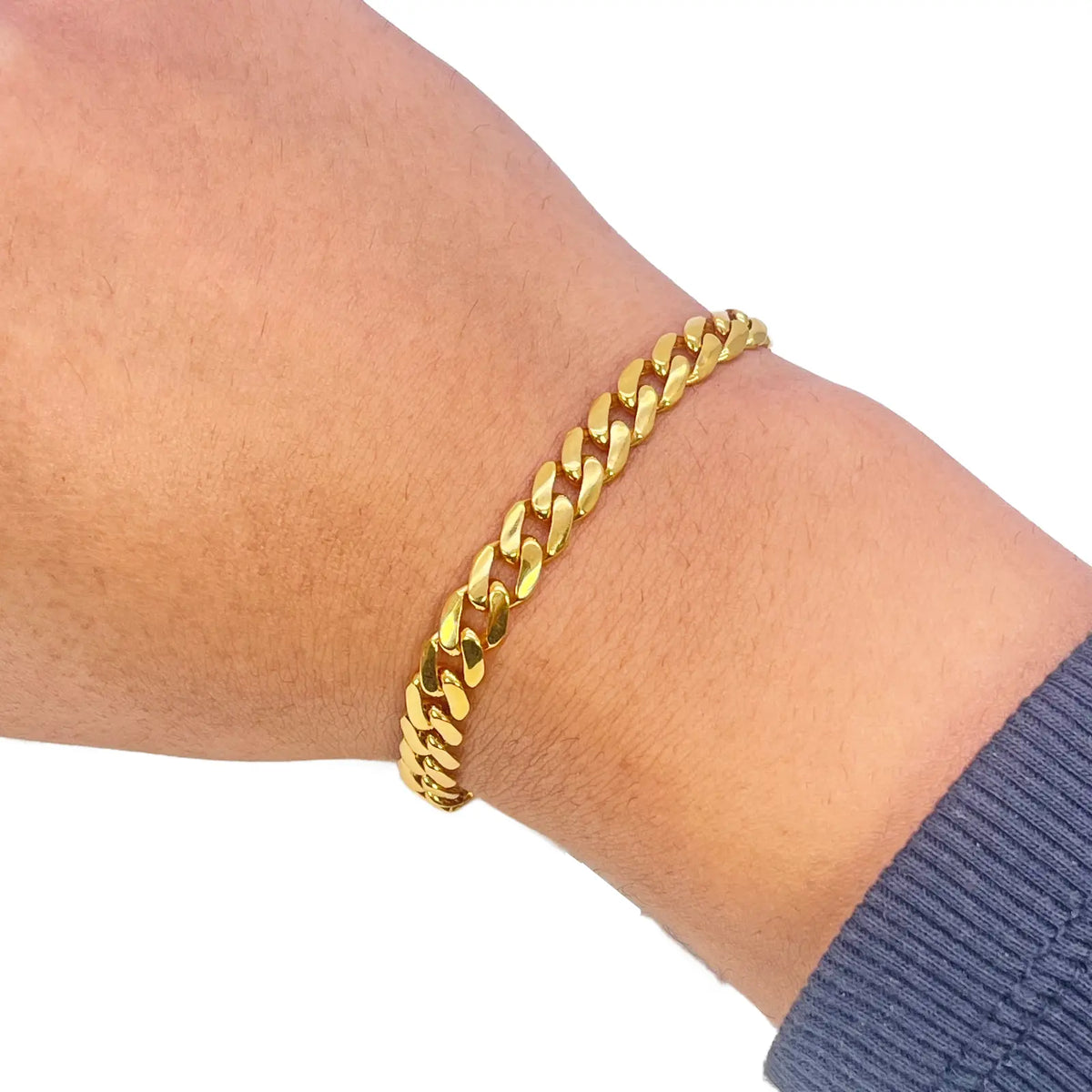 22ct Gold Lightweight Cuban Curb Link Bracelet - 7.5 Inch, 6mm Wide  Gold Bracelet