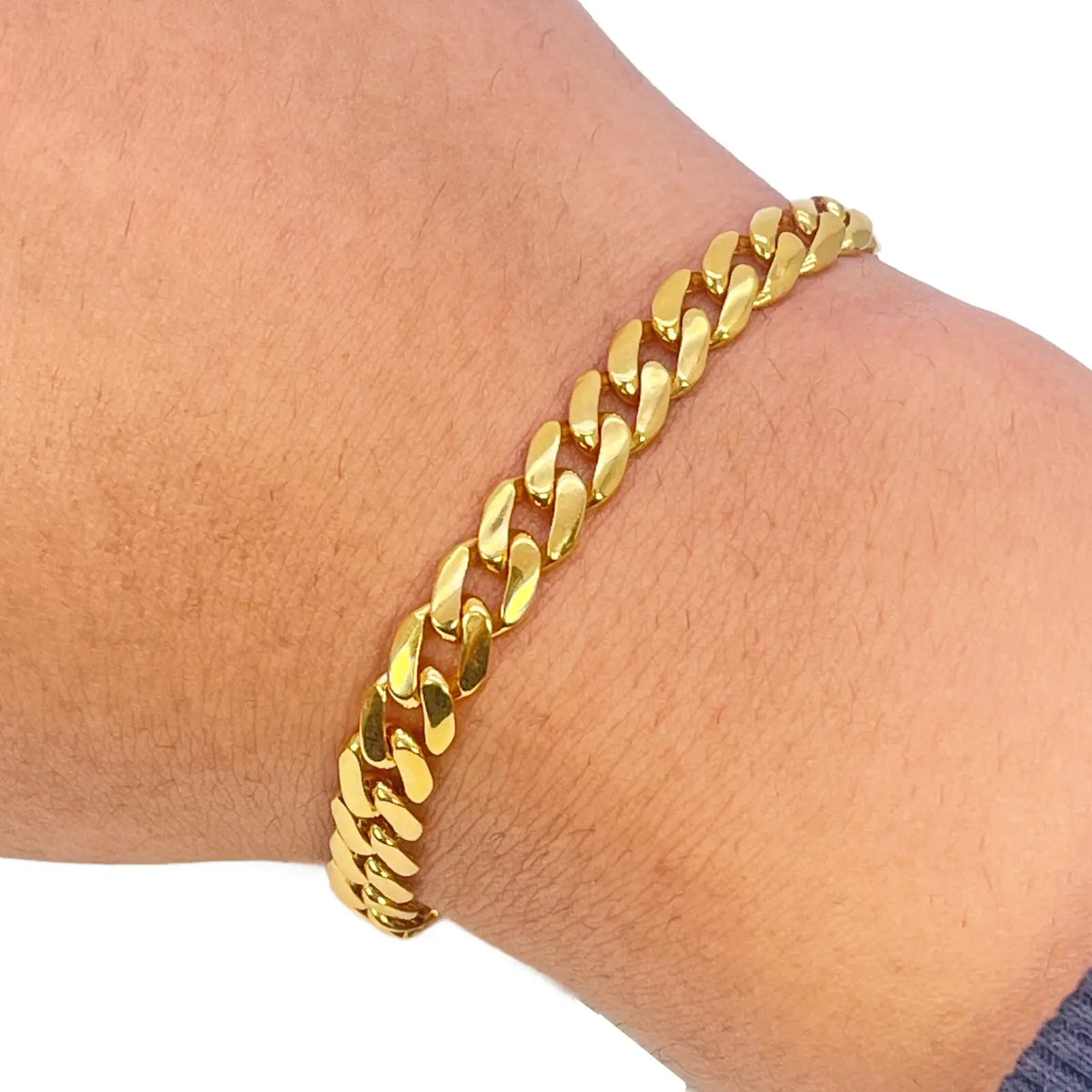 22ct Gold Lightweight Cuban Curb Link Bracelet - 7.5 Inch, 6mm Wide  Gold Bracelet