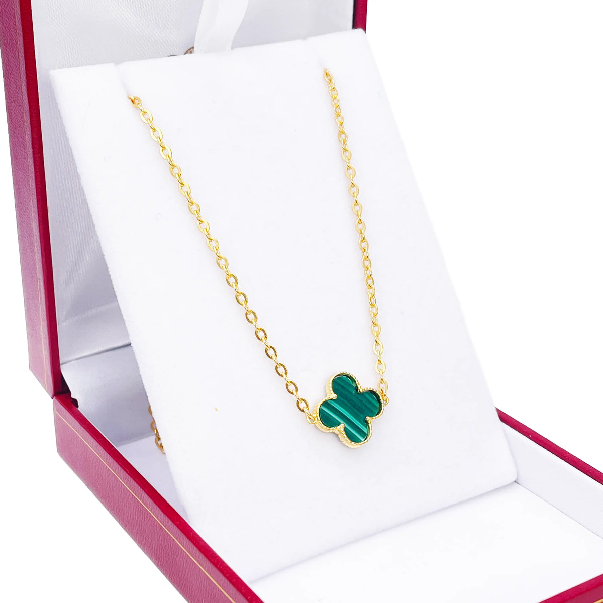 22ct Gold Malachite Flower Necklace - 17-18 Inches - 13.5mm Width 