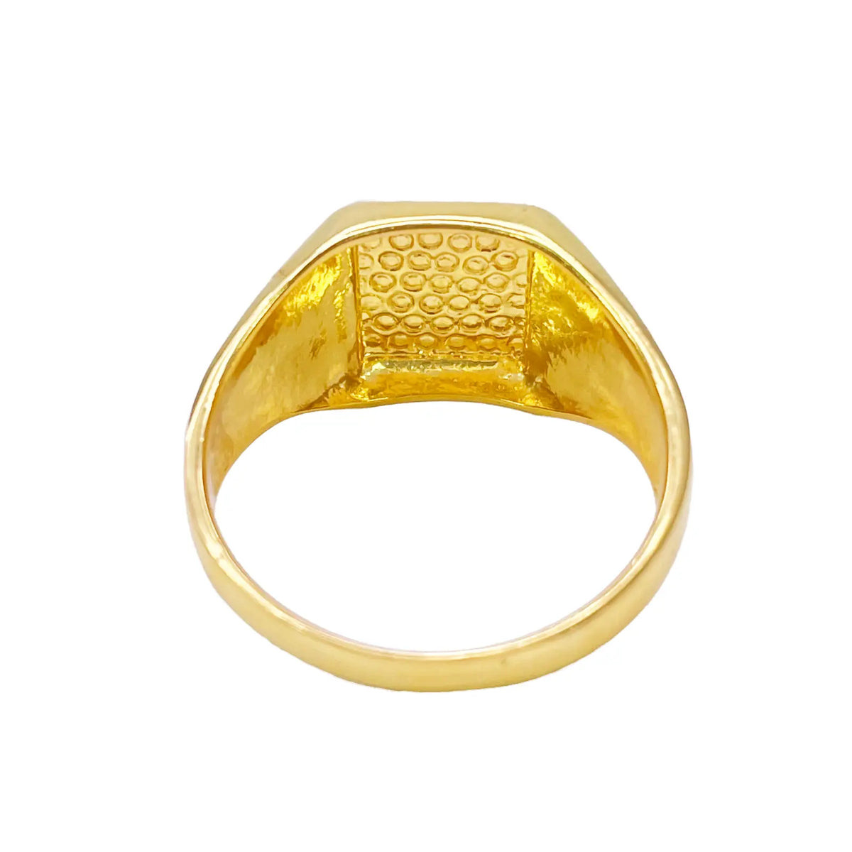 22ct Gold Mens Signet Square Diamond Cut Textured Criss-Cross Ring 