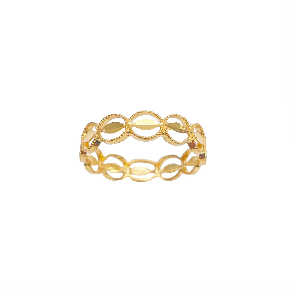 22ct Gold Milgrain Leaf Floral Band Ring ? 4.6mm Wide  Gold Ring