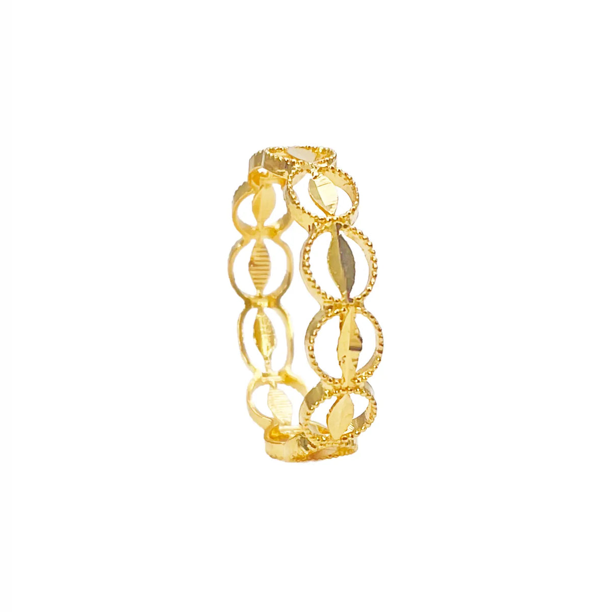 22ct Gold Milgrain Leaf Floral Band Ring ? 4.6mm Wide  Gold Ring