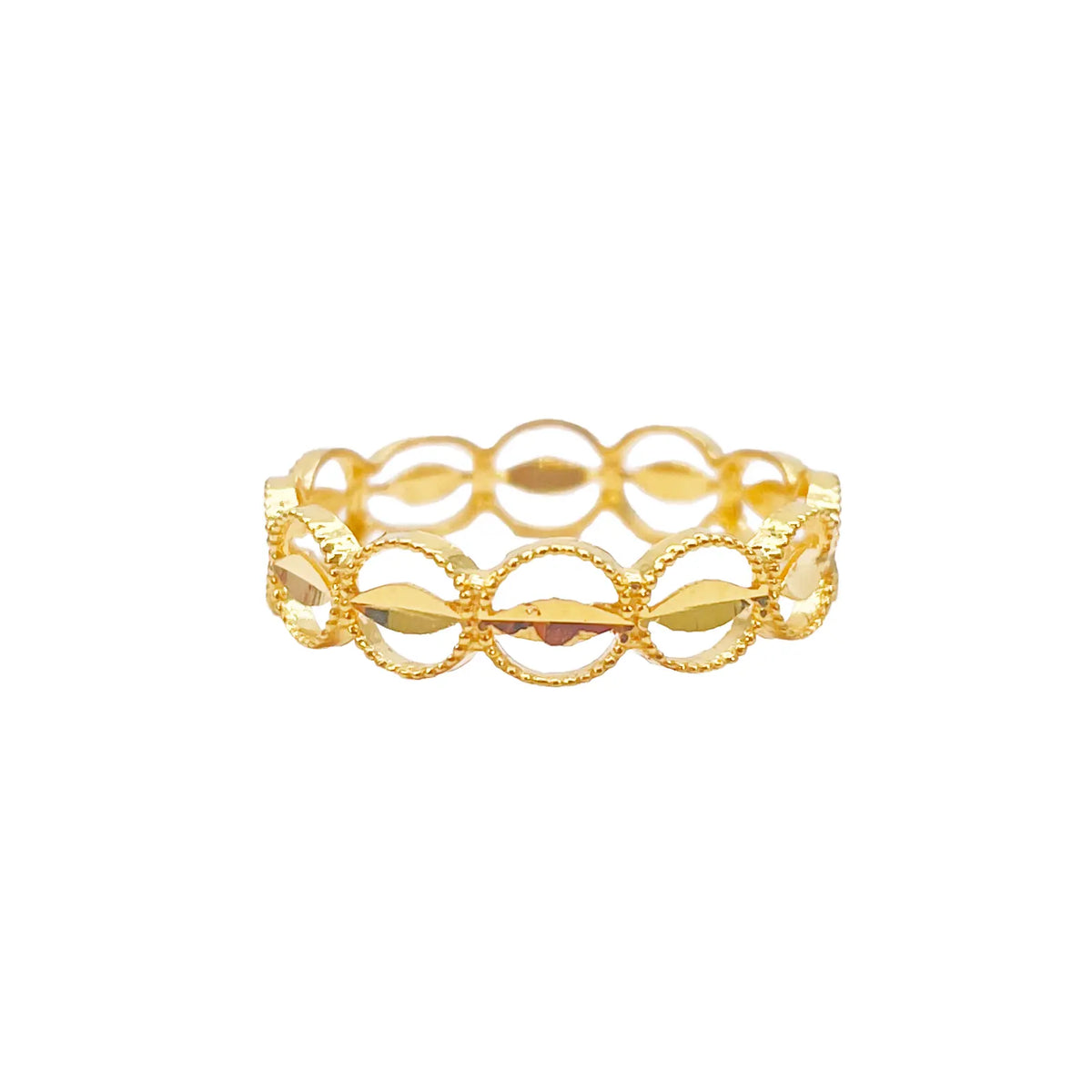 22ct Gold Milgrain Leaf Floral Band Ring ? 4.6mm Wide  Gold Ring