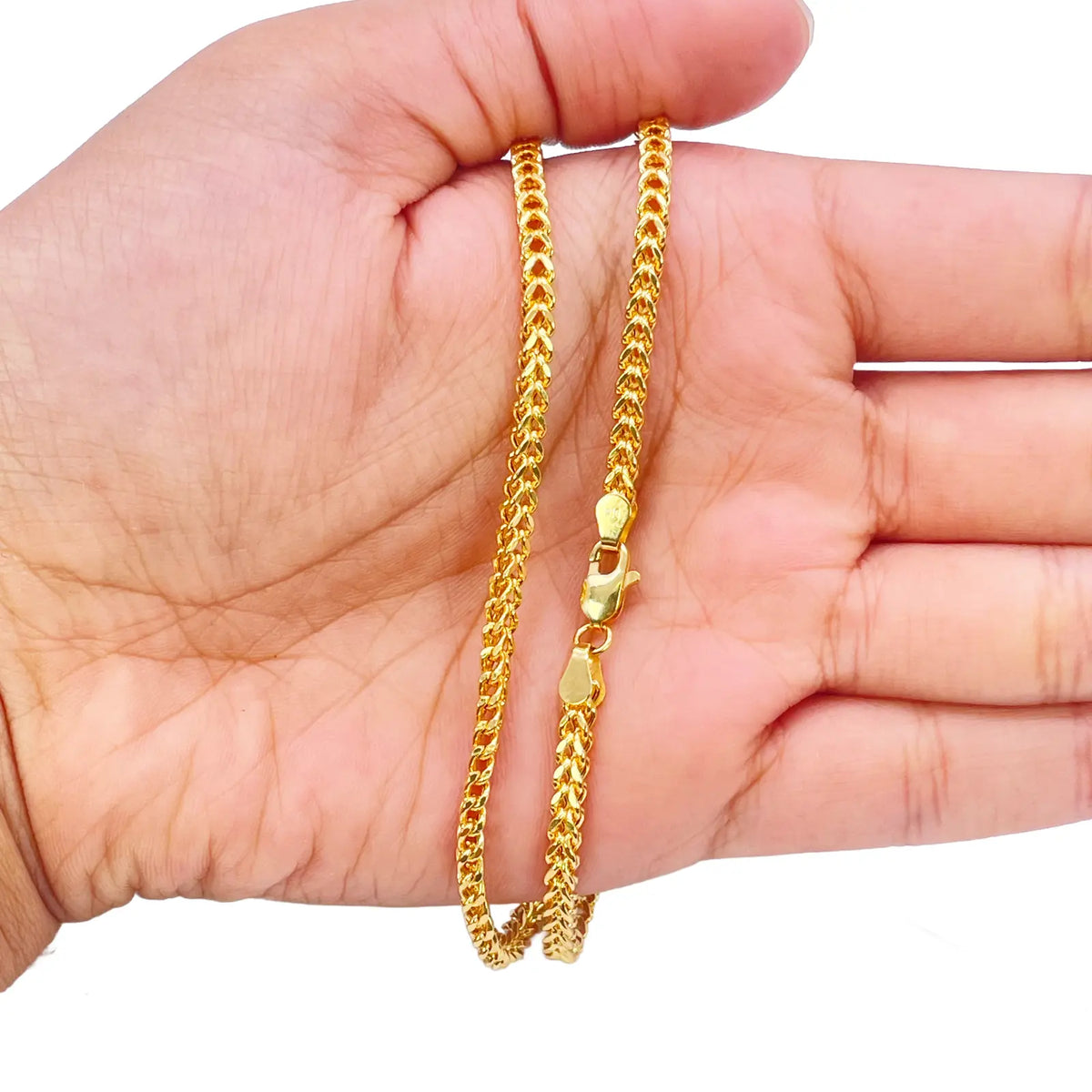 22ct Gold Necklace Foxtail Lightweight High Polished Chain 20 Inches 3mm Width 