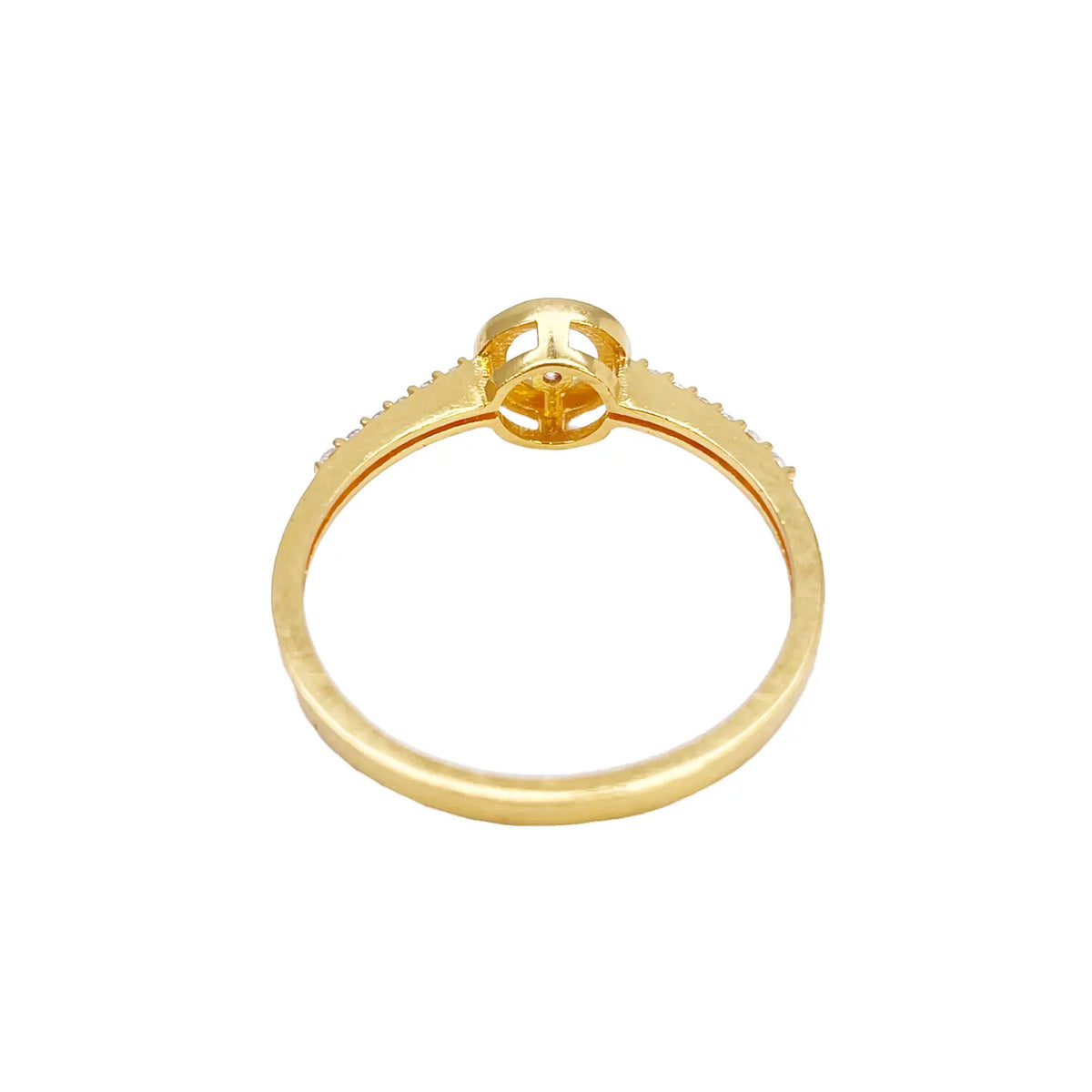 22ct Gold Open Circle Halo Ring with Cubic Zirconia Shoulder Stones  Gold Ring