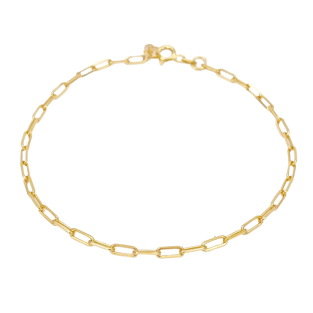 22ct Gold Paper Clip Link Bracelet High Polished 7.5 Inches 2mm Wide 