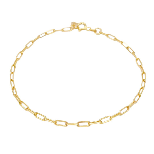 22ct Gold Paper Clip Link Bracelet High Polished 7.5 Inches 2mm Wide 