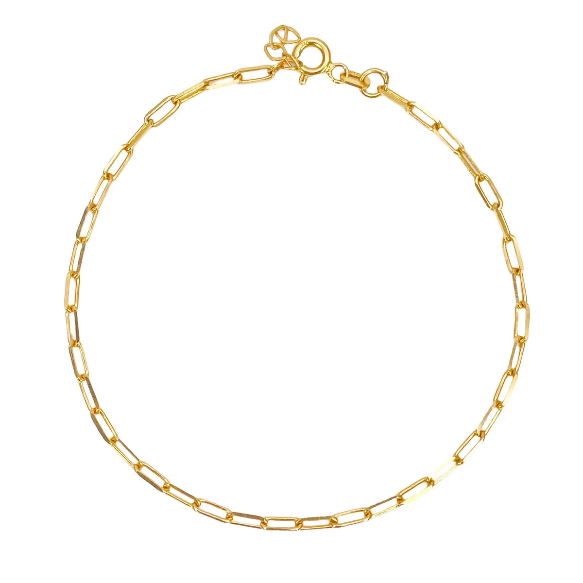 22ct Gold Paper Clip Link Bracelet High Polished 7.5 Inches 2mm Wide 