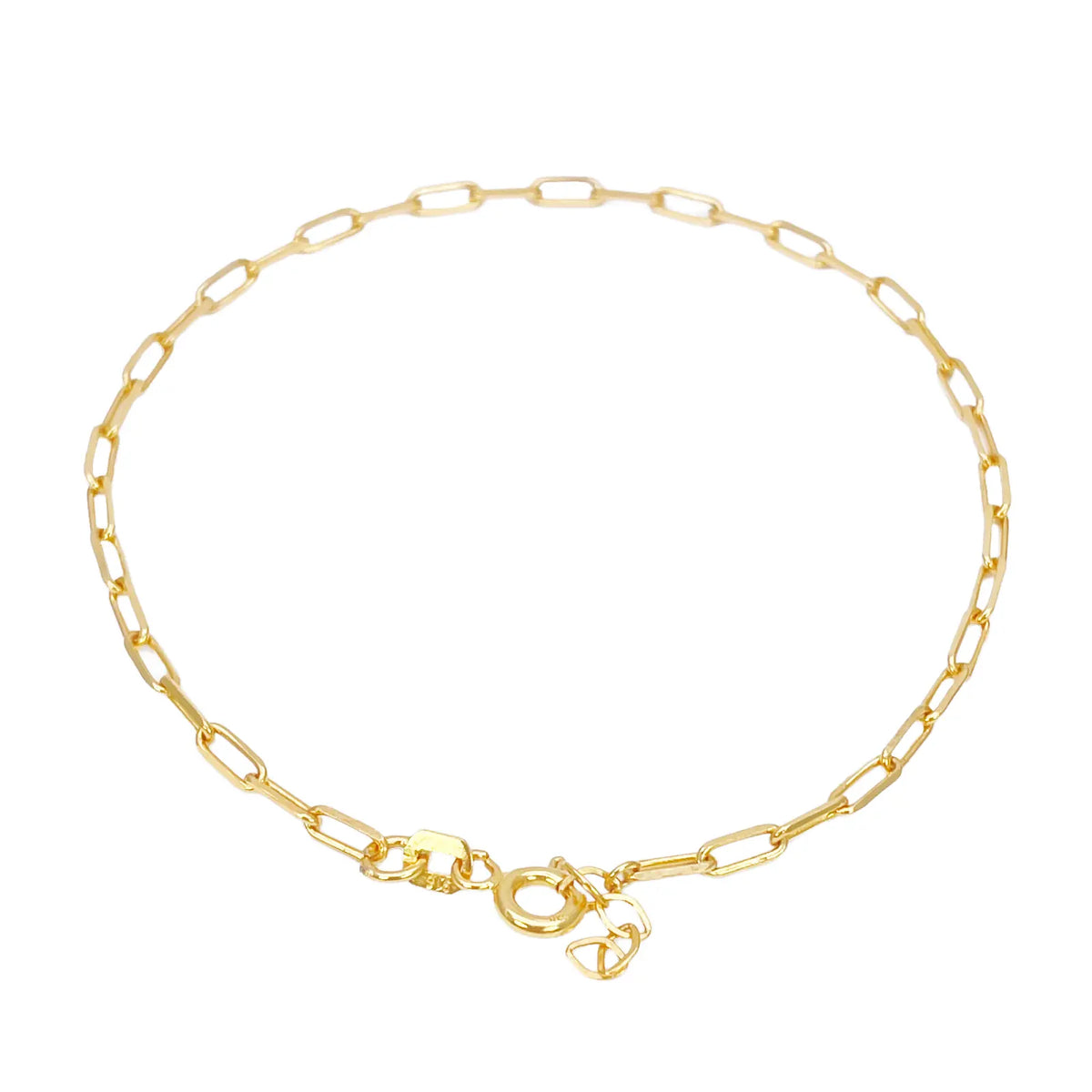 22ct Gold Paper Clip Link Bracelet High Polished 7.5 Inches 2mm Wide 