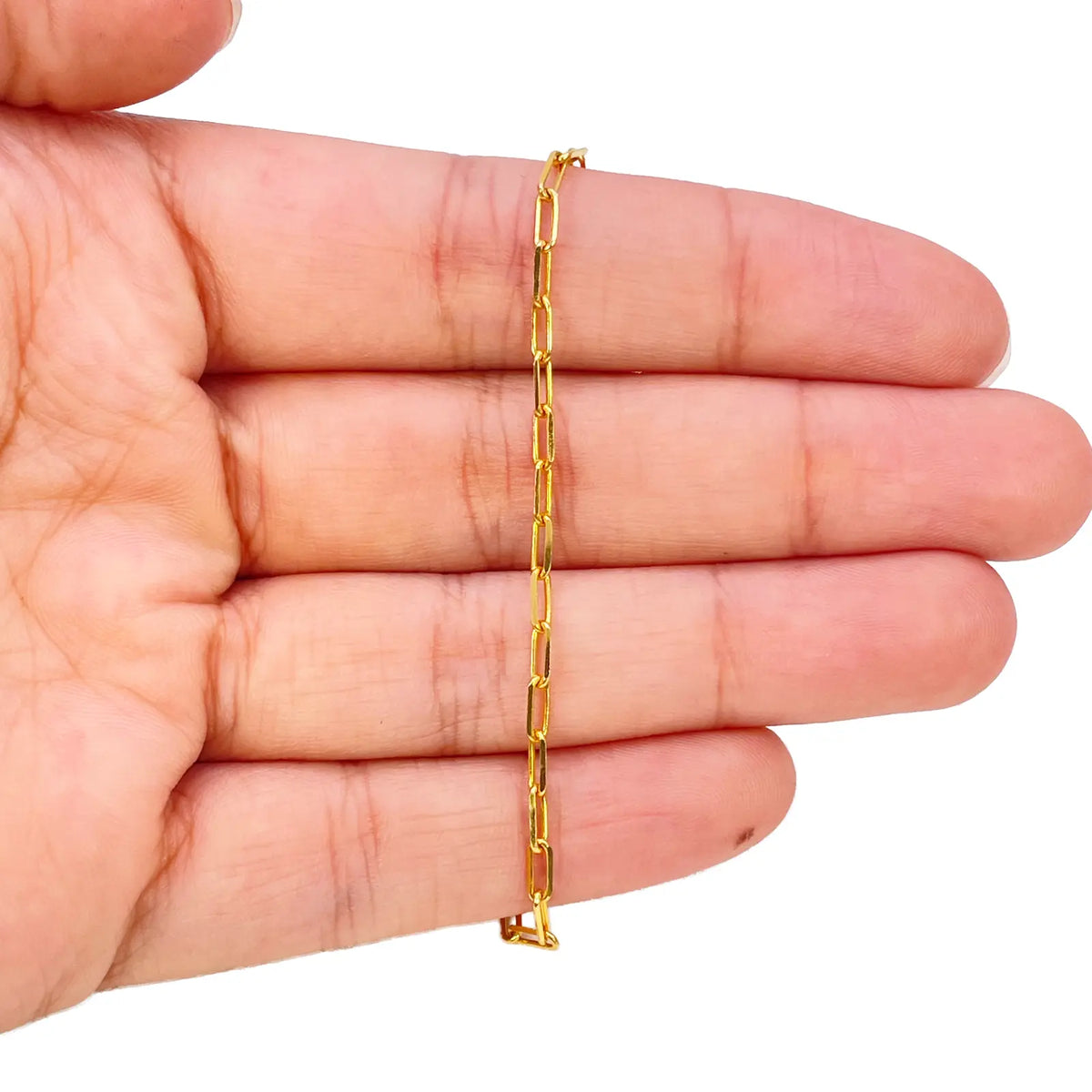 22ct Gold Paper Clip Link Bracelet High Polished 7.5 Inches 2mm Wide 
