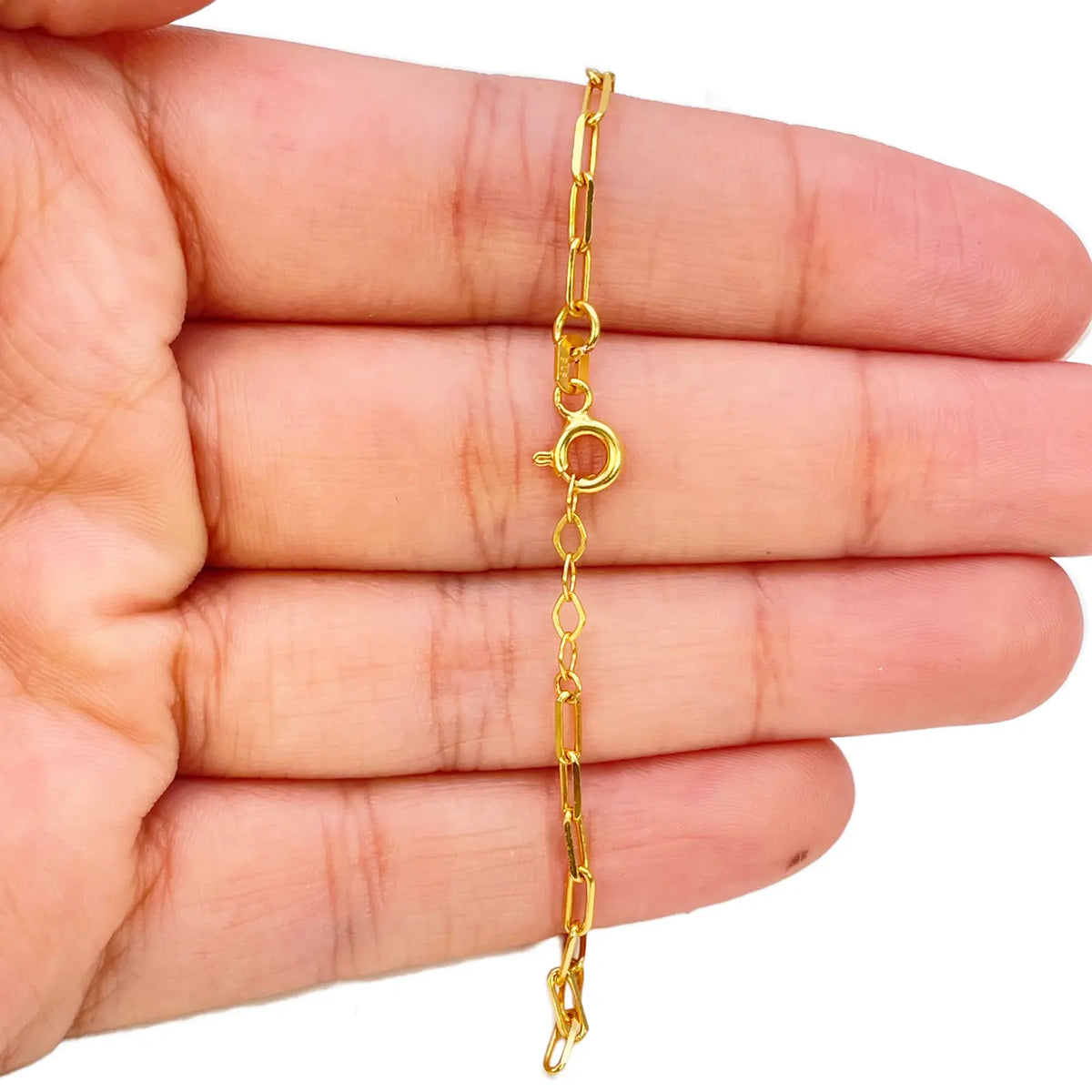 22ct Gold Paper Clip Link Bracelet High Polished 7.5 Inches 2mm Wide 