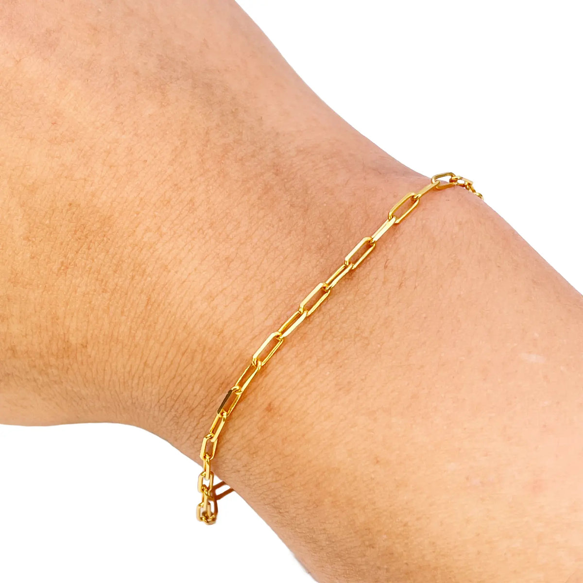 22ct Gold Paper Clip Link Bracelet High Polished 7.5 Inches 2mm Wide 