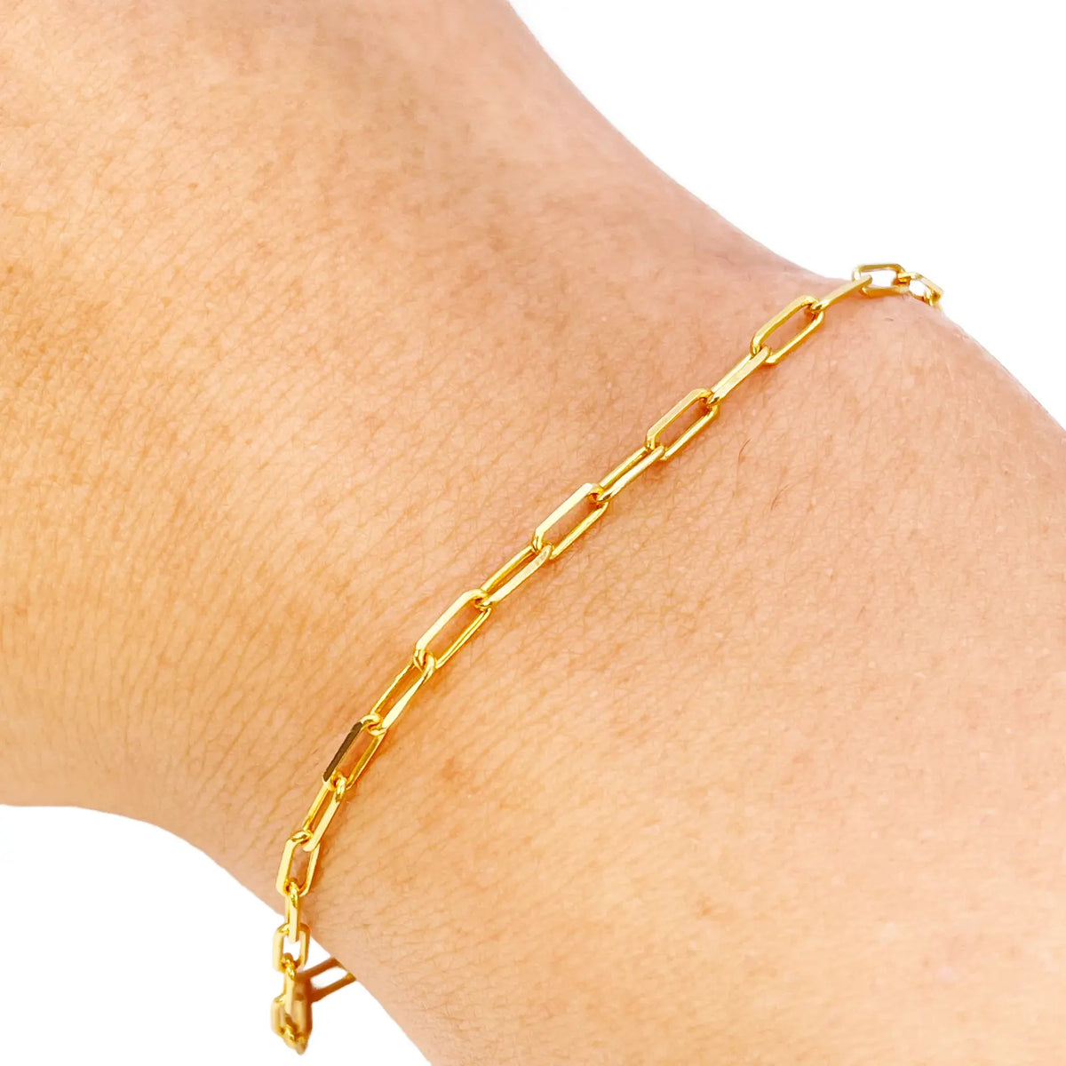 22ct Gold Paper Clip Link Bracelet High Polished 7.5 Inches 2mm Wide 