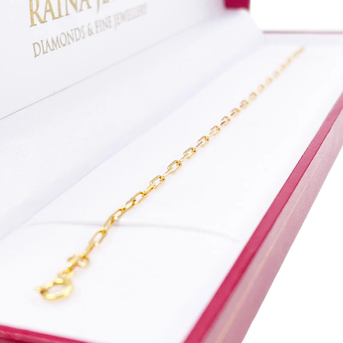 22ct Gold Paper Clip Link Bracelet High Polished 7.5 Inches 2mm Wide 