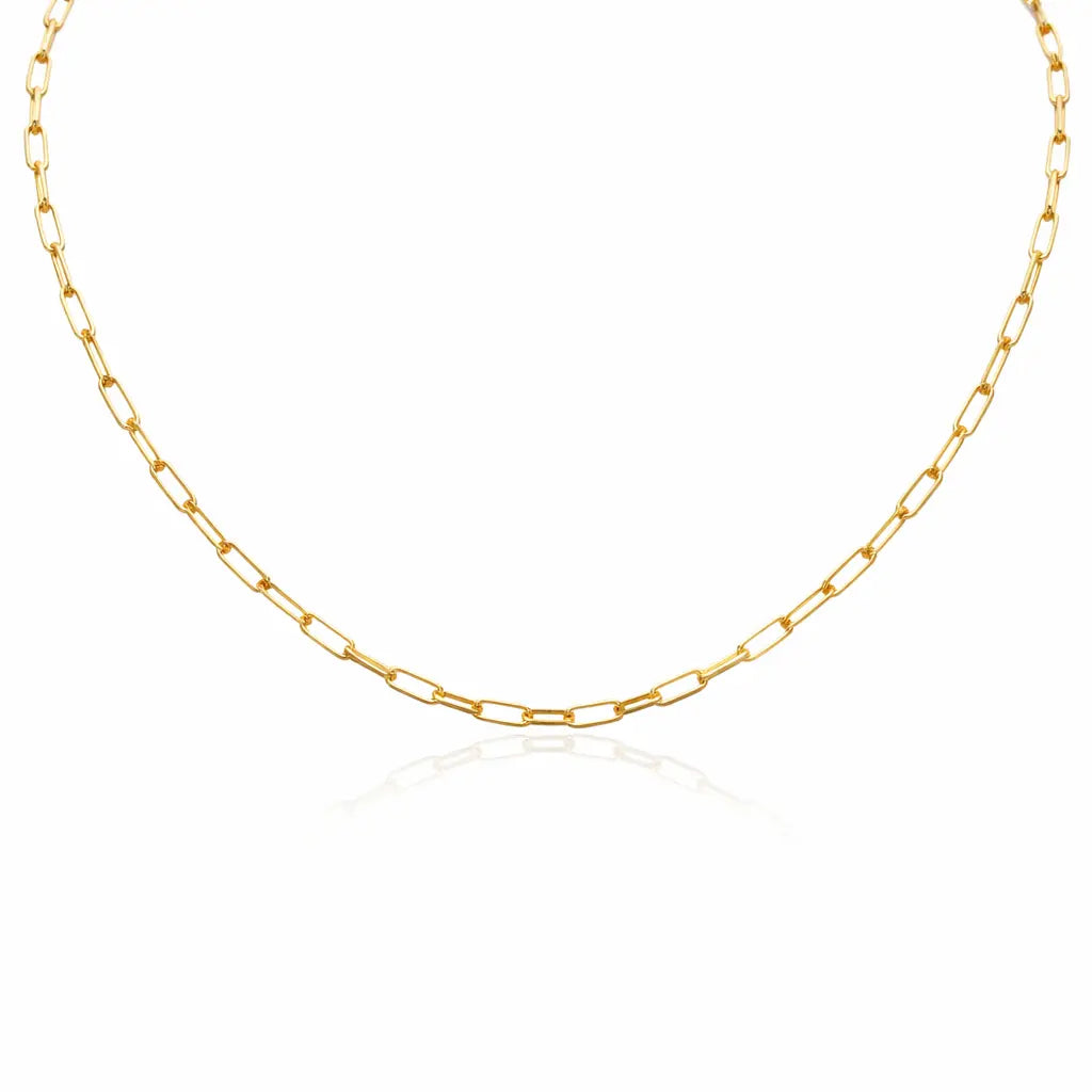 22ct Gold Paper Clip Link Necklace High Polished 19 Inches 2mm Wide 